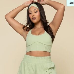 POPFLEX Plié Corset Crop Bralette in Pistachio.